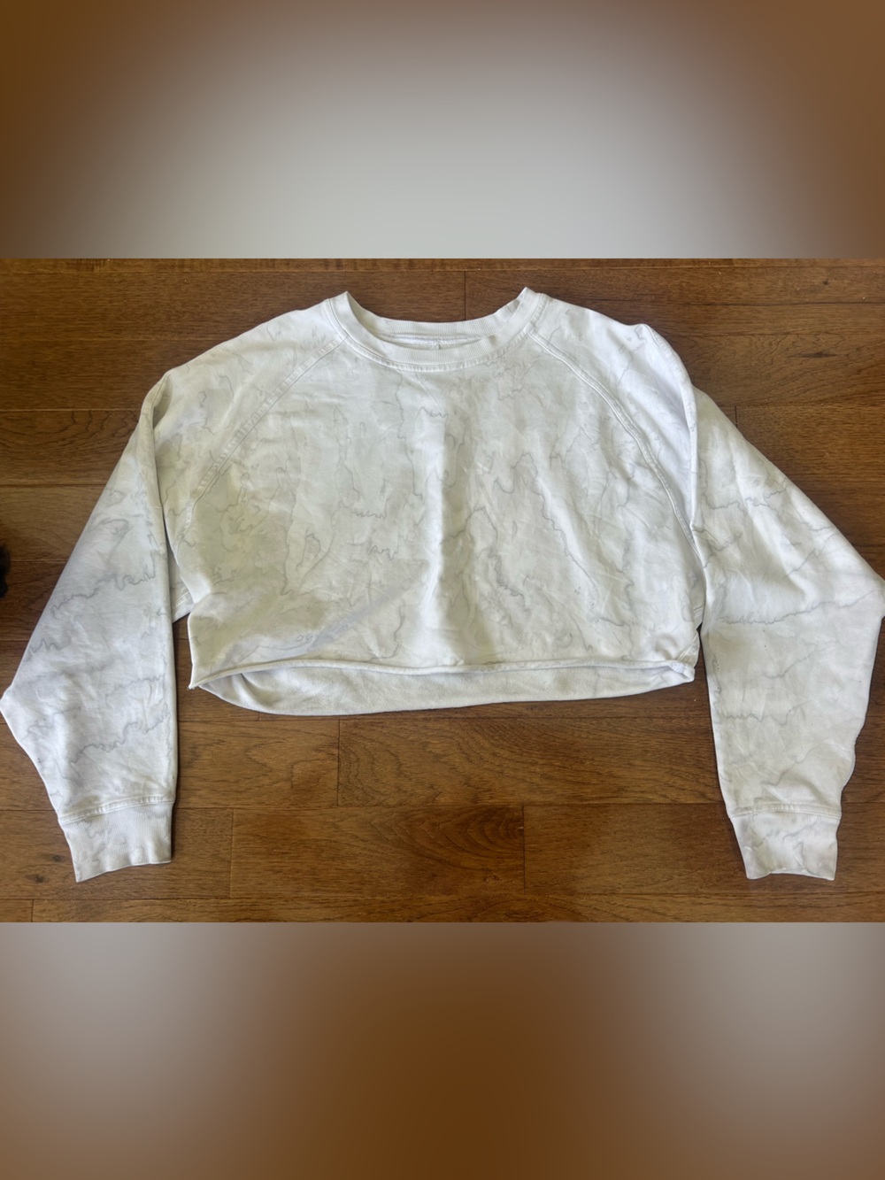 lululemon athletica Cropped White Marble-Print Sweatshirt